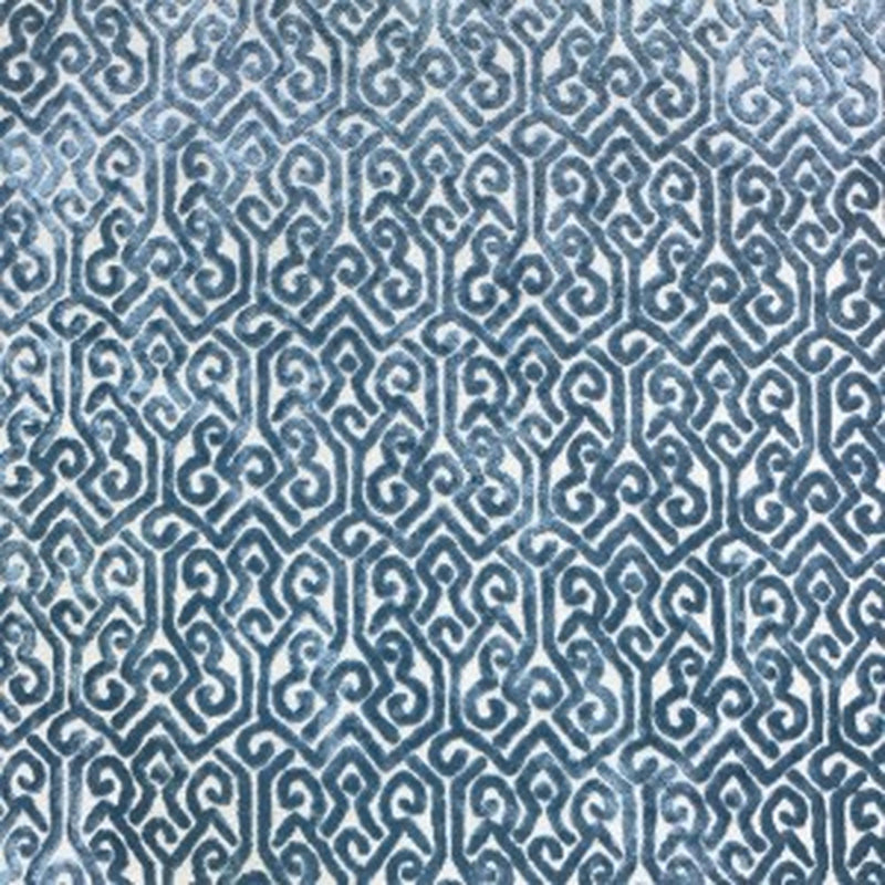 Alexandra Tribal Cut Velvet Fabric - White Tribal Pattern, 55" Width (1 Yard)