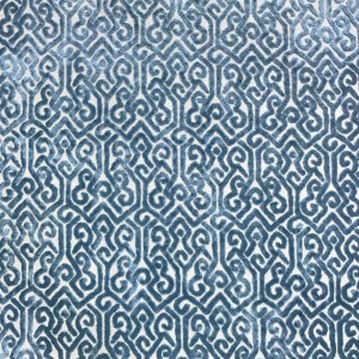Alexandra Tribal Cut Velvet Fabric - White Tribal Pattern, 55" Width (1 Yard)