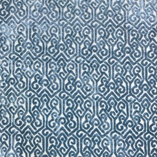 Alexandra Tribal Cut Velvet Fabric - White Tribal Pattern, 55" Width (1 Yard)