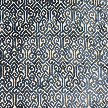 Alexandra Tribal Cut Velvet Fabric - White Tribal Pattern, 55" Width (1 Yard)
