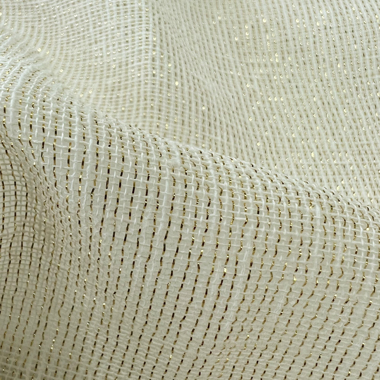 Alita Metallic Sheer Polyester Fabric - Silver, Gold, 110" Width (1 Yard)