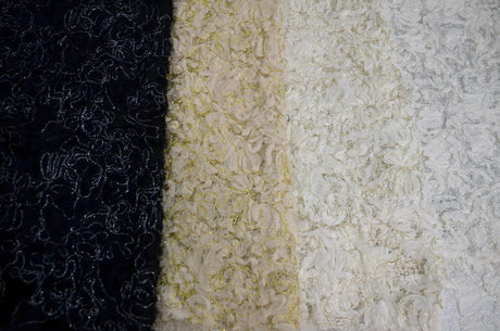 Enchanted Sheer Polyester Fabric - Metallic Floral Embroidery, 52" Width (1 Yard)