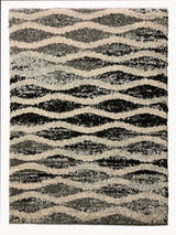 Plush Gray Tone Curve Design Polypropylene Fabric - Gray Curve Design, Area Rug, 1" High Pile (1 Piece)