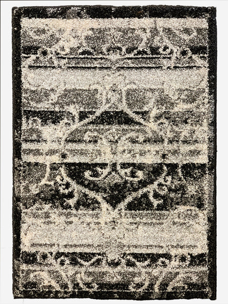 Durable Plush Southern Style Polypropylene Fabric - Black Gray Area Rug, 5' X 7' (1 Unit)