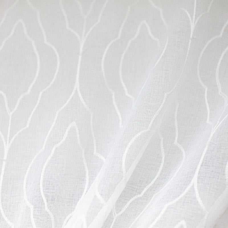 Ambra Polyester Fabric - Geometric Embroidered Sheer, 116" Width (1 Yard)