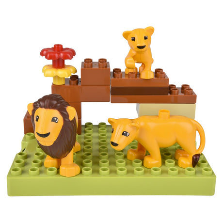 Building Block Lion Scene Playset (15 Pieces)