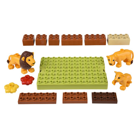 Building Block Lion Scene Playset (15 Pieces)