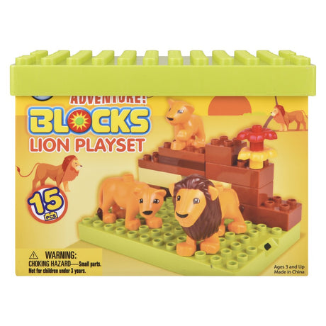 Building Block Lion Scene Playset (15 Pieces)