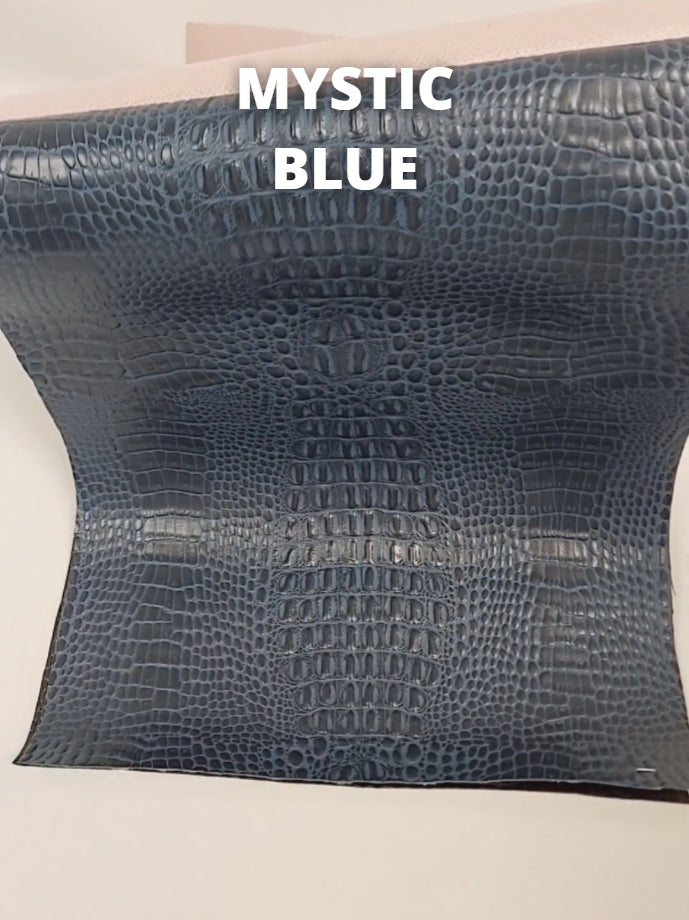 Mystic Blue Crocodile Marine Vinyl Fabric by the Yard