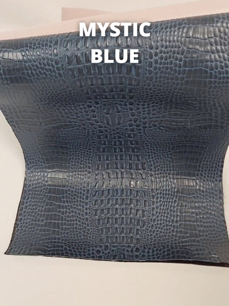 Mystic Blue Crocodile Marine Vinyl Fabric by the Yard