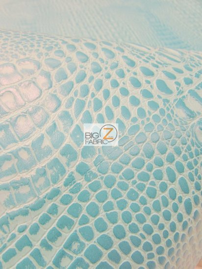 Teal Crocodile Marine Vinyl Fabric Sold By The Yard