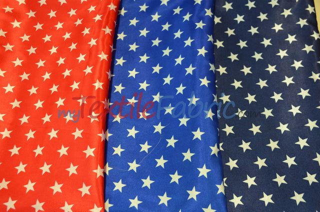 American Star Satin Polyester Fabric - American Flag Print, Red, Navy Blue, And Blue, 58/60" Width (1 Yard)