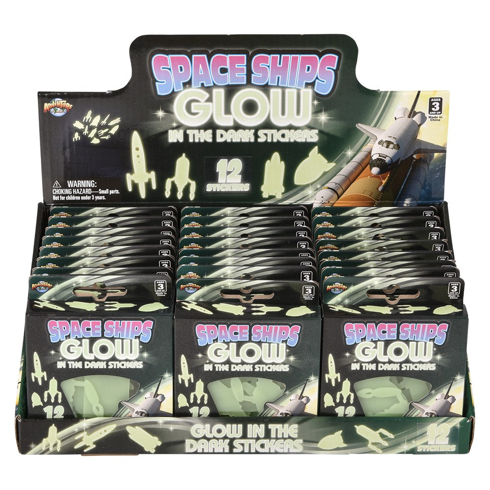 Glow In The Dark Space Rocket Stickers (24 PC Display)