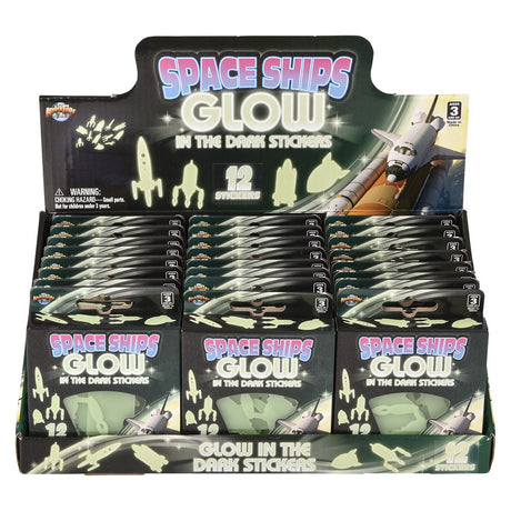 Glow In The Dark Space Rocket Stickers (24 PC Display)