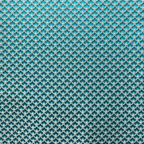 Amira Two Tone Floral Jacquard Fabric - Beige, Ivory, Silver, Teal, Ocean, Flax, 55" Width (1 Yard)