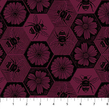 Cotton Print Indelible Ink Busy Mulberry 44/45 Fabric