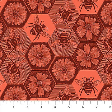 Cotton Print Busy Coral Fabric 44/45"