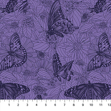 Cotton Print Indelible Ink Winging It Blueberry 44/45 Fabric