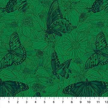 Cotton Print Indelible Ink Winging It Jade 44/45 Fabric