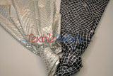 Anaconda Hologram Spandex Nylon Fabric - White Silver, White Charcoal, Holographic Foil Finish, 58/60" Width (1 Yard)