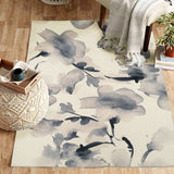 Mosaic Floral Leaf Lines Soft Print Cozy Faux Fur Carpet/Area Rug for Modern Décor