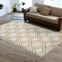 Alfombra/Tapete de piel sintética suave y acogedora con estampado de líneas de hojas florales en mosaico para decoración moderna