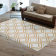 Mosaic Floral Leaf Lines Faux Fur Fabric - Soft Print Cozy Area Rug, Yellow, 5' 3" X 7' 5" (1 Piece)