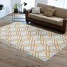 Mosaic Floral Leaf Lines Faux Fur Fabric - Soft Print Cozy Area Rug, Yellow, 5' 3" X 7' 5" (1 Piece)