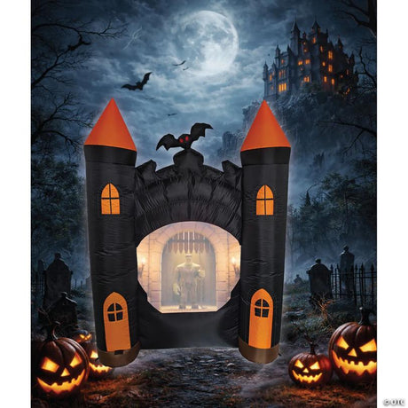 Inflatable Haunted Castle Halloween Decor with Animated Lights, with animated movement for a spooky Halloween effect
