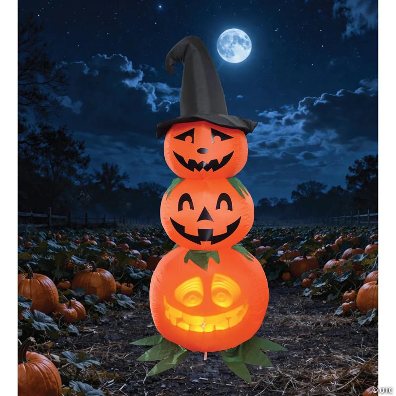 ANIMAT3D Inflatable Stacked Jabberin' Jack Animated Light-up Jack-O'-Lanterns Outdoor Halloween Decoration