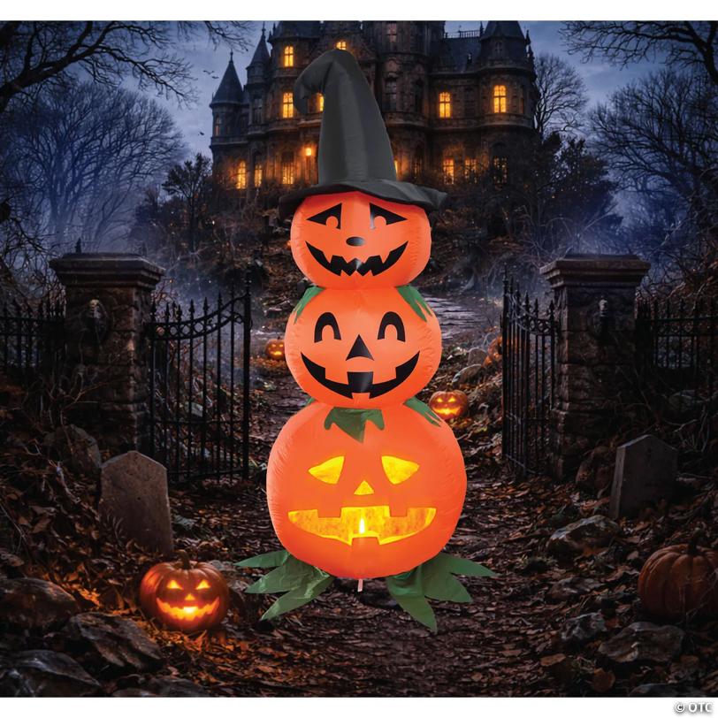 ANIMAT3D Inflatable Stacked Jabberin' Jack Animated Light-up Jack-O'-Lanterns Outdoor Halloween Decoration