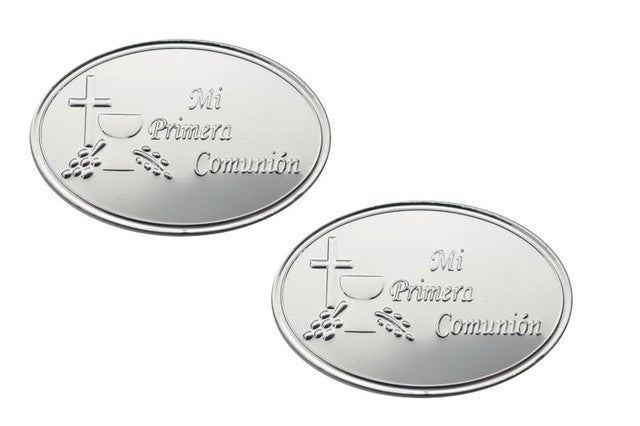 Mi Primera Comunion Silver Embossed Aluminum Foil Label – Pack of 100 Non?Adhesive Communion Stickers