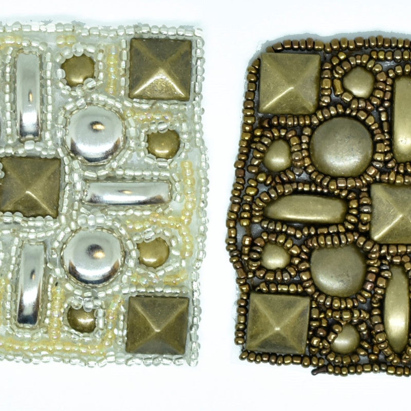 Studded Applique Antique Brass Square 2.50"