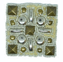 Studded Applique Antique Brass Square 2.50"