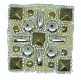 Studded Applique Antique Brass Square 2.50"