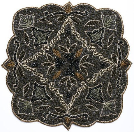 Beaded Floral Applique 7x7 Handmade