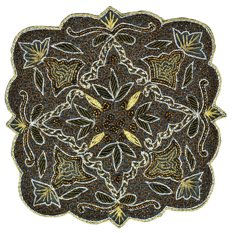 Beaded Floral Applique 7x7 Handmade
