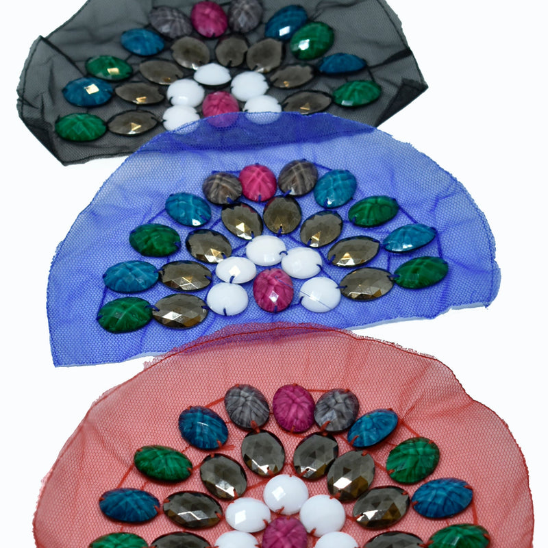 Beaded Applique Mesh Fabric Half-Dome 8 x 5.5