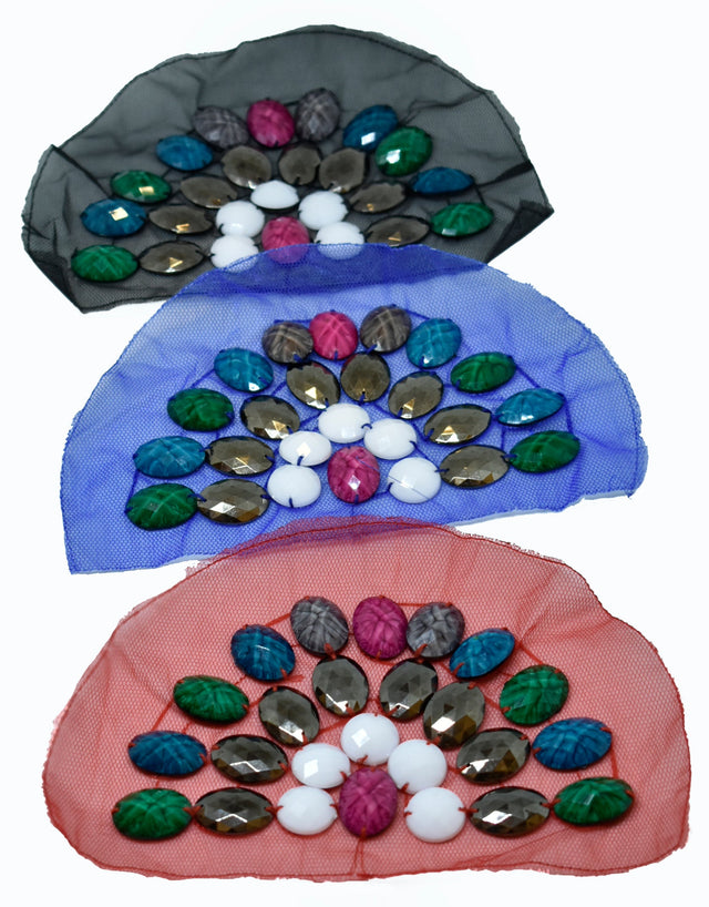 Beaded Applique Mesh Fabric Half-Dome 8 x 5.5