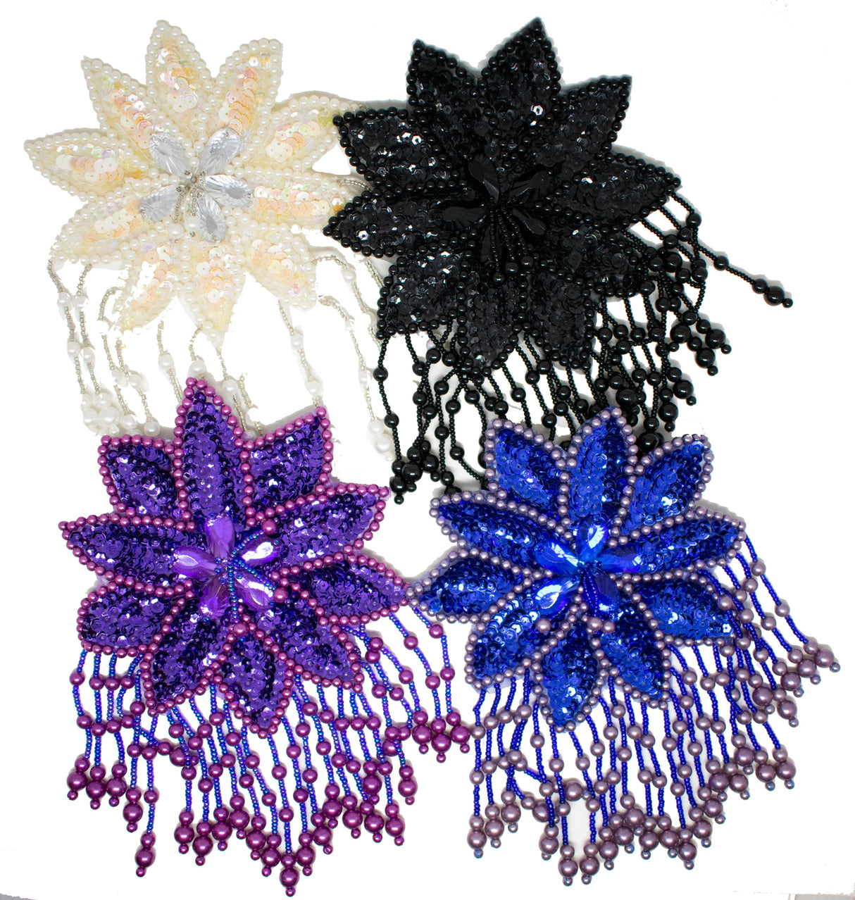 Beaded Sequins Flower Applique 7.30" x 5"