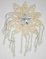 Beaded Sequins Flower Applique 7.30" x 5"