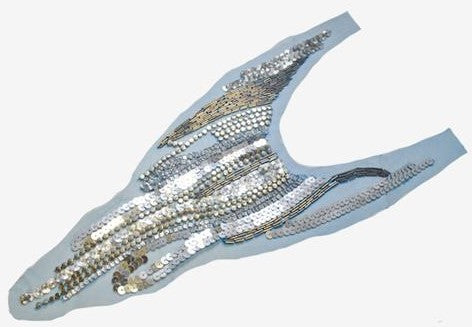 Beaded Applique Sequin Mesh Neckline 20 x 8.5
