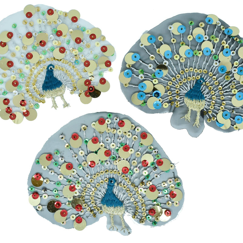 Peacock Sequined Applique 7.25" x 5.50"