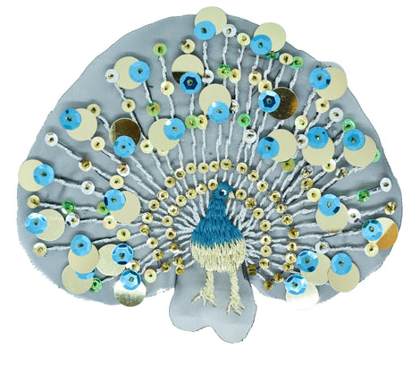 Peacock Sequined Applique 7.25" x 5.50"