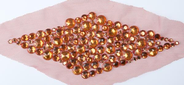 Beaded Mesh Applique Diamond 10 x 4