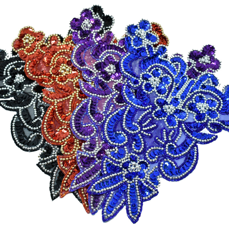 Beaded Applique Floral Sequins 7.5 x 9.5