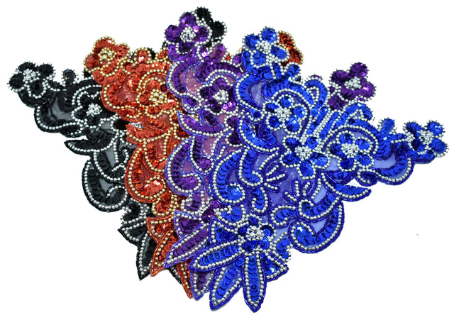 Beaded Applique Floral Sequins 7.5 x 9.5