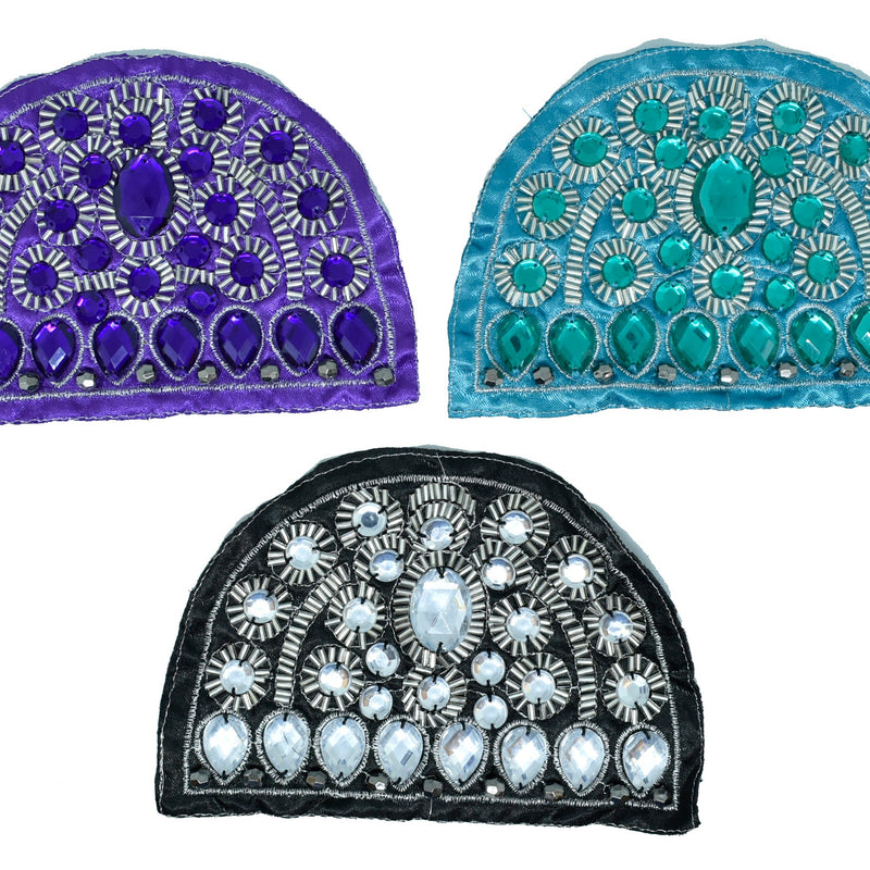 Embroidered Applique Satin Gemstone 6.25in x 4in