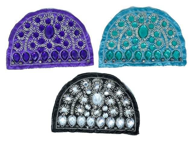 Embroidered Applique Satin Gemstone 6.25in x 4in