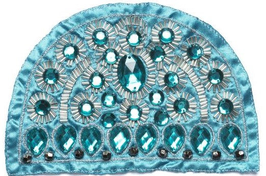 Embroidered Applique Satin Gemstone 6.25in x 4in